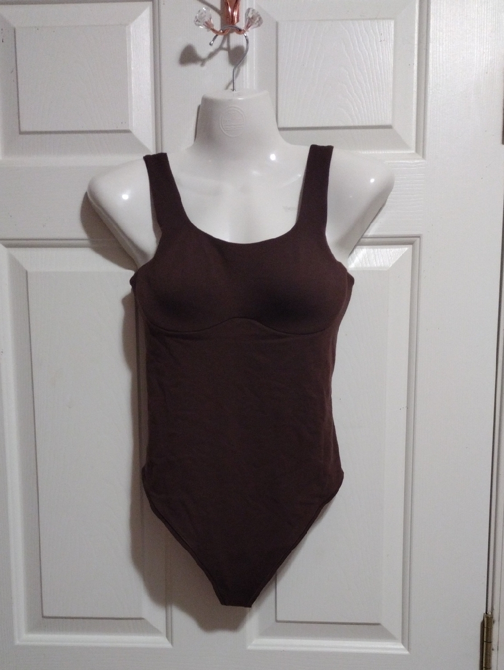 PINK Victoria's Secret Brown Scoop Neck Bodysuit Medium 🆕